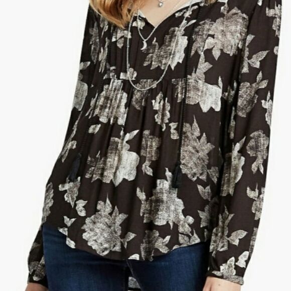 Lucky Brand Black & White Floral Top (S) - Picture 1 of 6